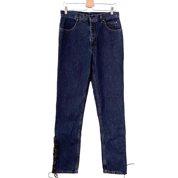 Harley-Davidson Motorcycle Slim Straight Lace Up Jeans (Size) See Measurements - Picture 1 of 9